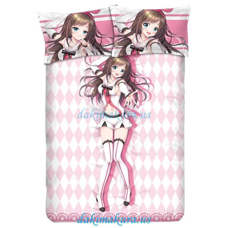 Kizuna Ai Anime 4 Pieces Bedding Sets,Bed Sheet Duvet Cover with Pillow Covers Kizuna Ai Anime 4 Pieces Bedding Sets,Bed Sheet Duvet Cover with Pillow Covers